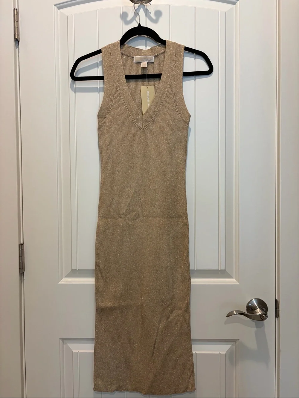 MICHAEL KORS - NWT Sleeveless Ribbed Gold over-the-knee Dress in GOLD (Size S)